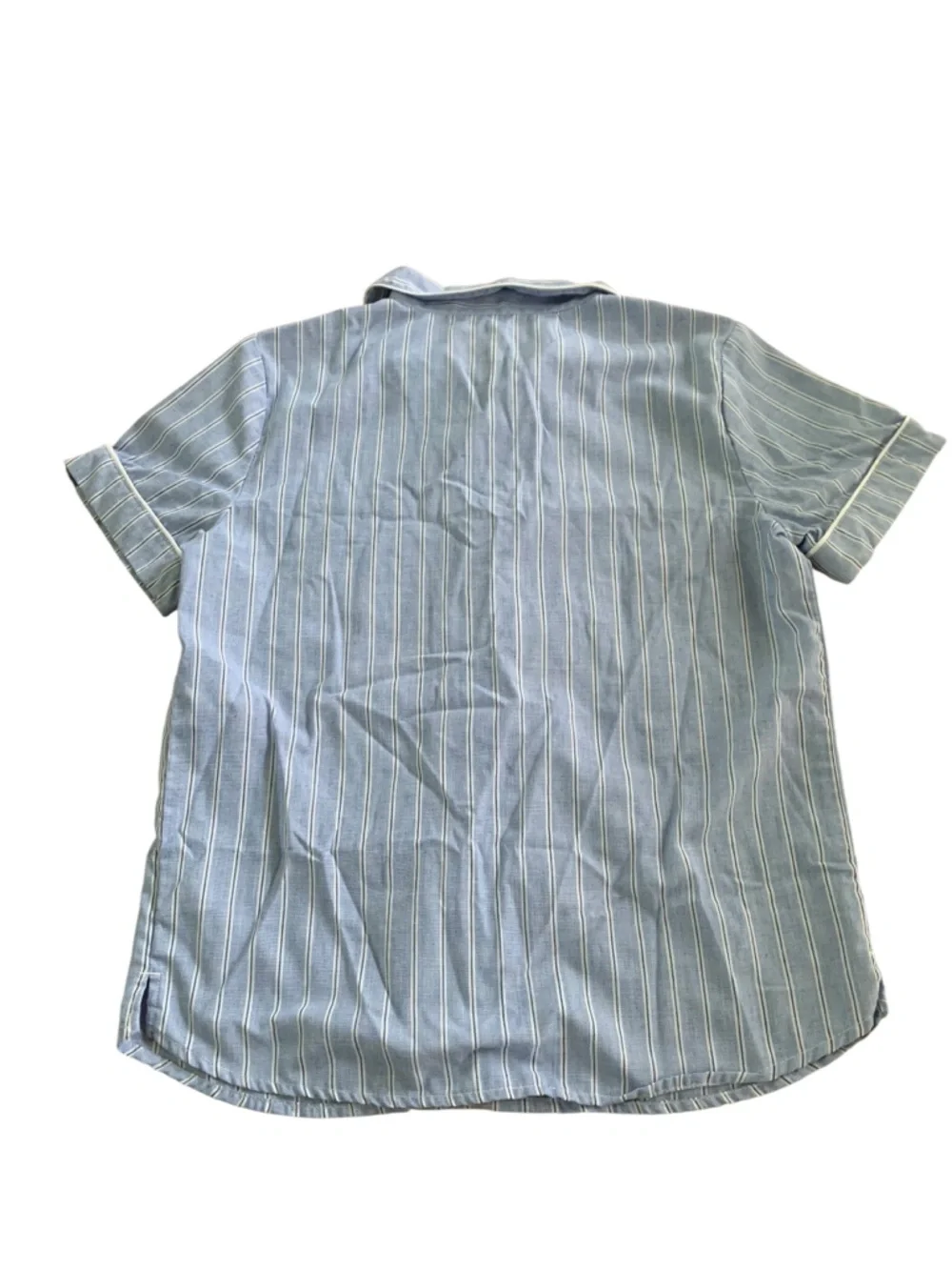 GAP Lightweight Light Blue Striped Short-Sleeve Button-Up Pajama Set- UNISEX